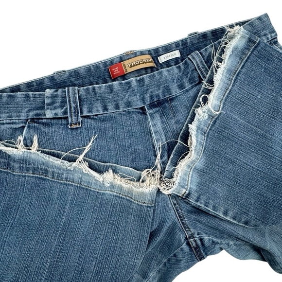 Vintage Old Navy Trouser Jeans Y2K Ultra Low Waist Wide Leg Distressed | 16 33" - Picture 9 of 13